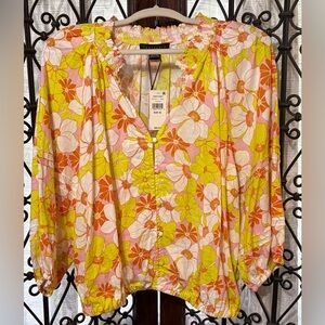 Sanctuary Floral Blouse in Pink, Yellow, and White